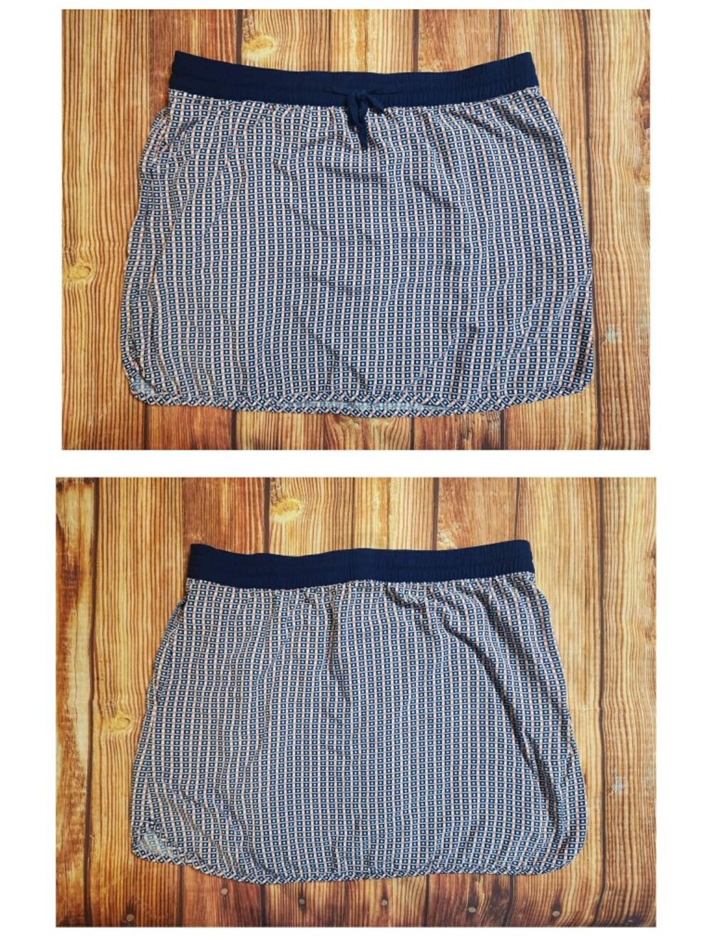 Gap Skirt Womens Small S Navy Blue Geometric Print Pull On Elastic Waist Pockets
